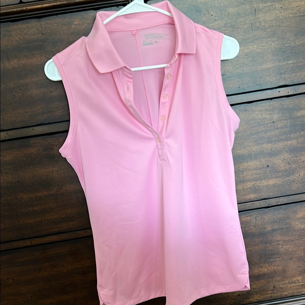Nike Pink and Red Golf Shirts Dry Fit size Medium